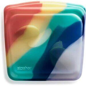 Stasher Premium Silicone Reusable Food Storage Sandwich Bag Rainbow Splash 28 Oz